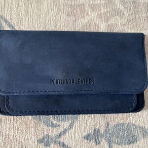 Portland Leather Goods Envelope Wristlet Wallet Deep Water Navy Blue